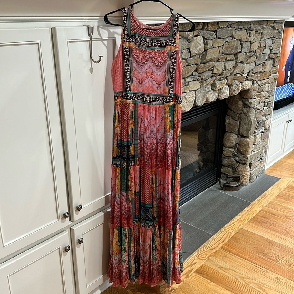 Anthropologie Bhanuni by Jyoti pink floral maxi dress